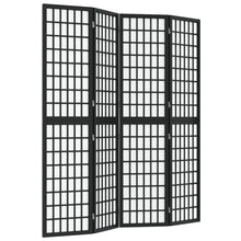4-tlg. Paravent Japanischer Stil Faltbar 160x170 cm Schwarz