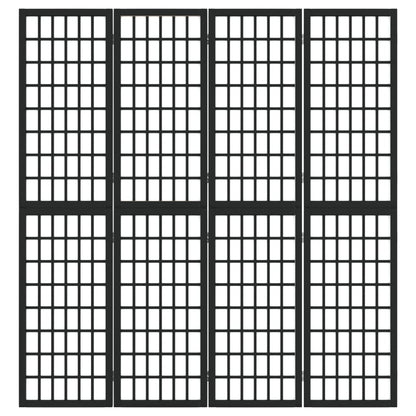 4-tlg. Paravent Japanischer Stil Faltbar 160x170 cm Schwarz