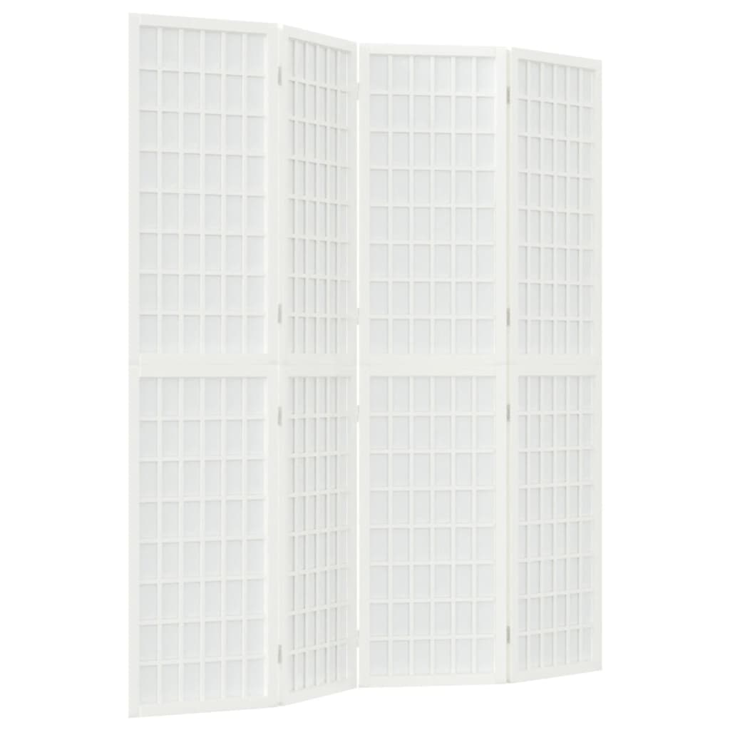 4-tlg. Paravent Japanischer Stil Faltbar 160x170 cm Weiß