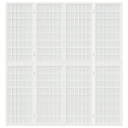 4-tlg. Paravent Japanischer Stil Faltbar 160x170 cm Weiß