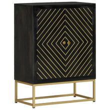 Sideboard mit 2 Türen Schwarz Gold 55x30x75 cm Massivholz Mango