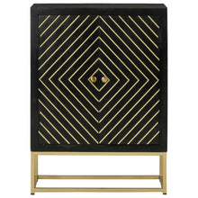 Sideboard mit 2 Türen Schwarz Gold 55x30x75 cm Massivholz Mango