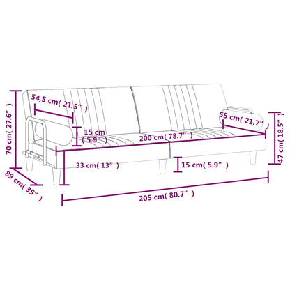 Schlafsofa mit Armlehnen Dunkelgrau Samt
