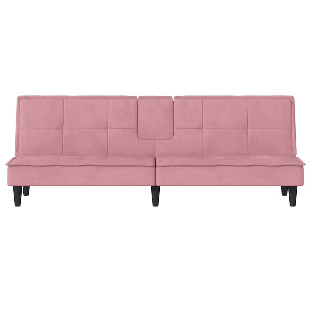 Schlafsofa mit Getränkehaltern Rosa Samt