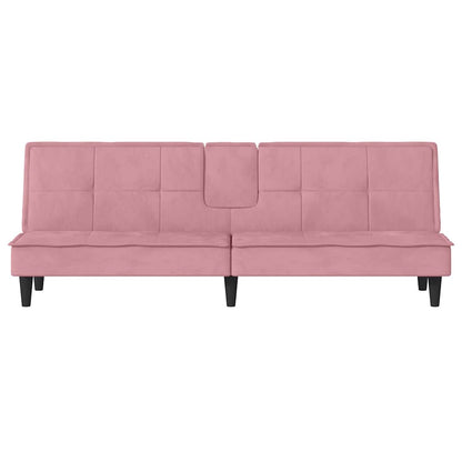 Schlafsofa mit Getränkehaltern Rosa Samt