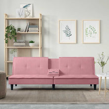 Schlafsofa mit Getränkehaltern Rosa Samt