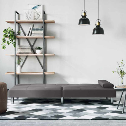 Schlafsofa mit Getränkehaltern Grau Kunstleder