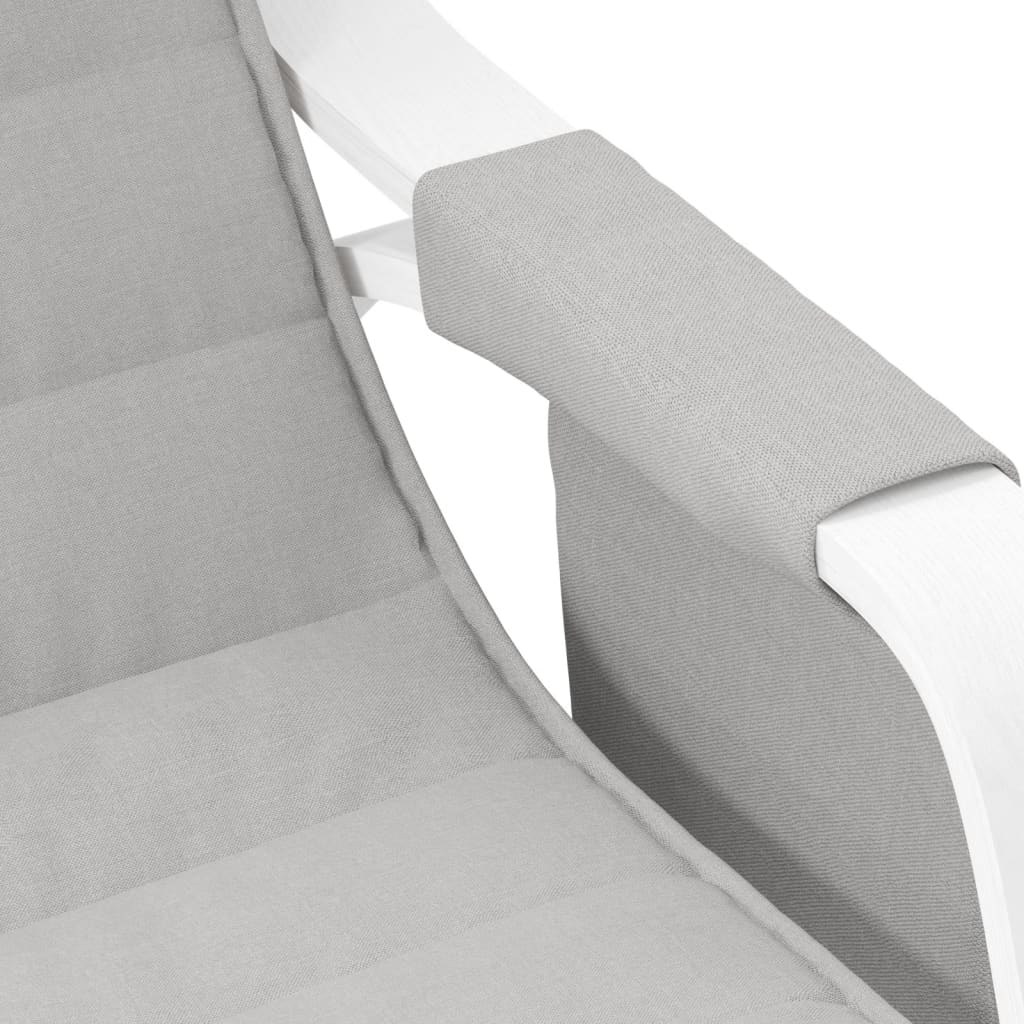 Schaukelstuhl Hellgrau Stoff Hellgrau und Weiß