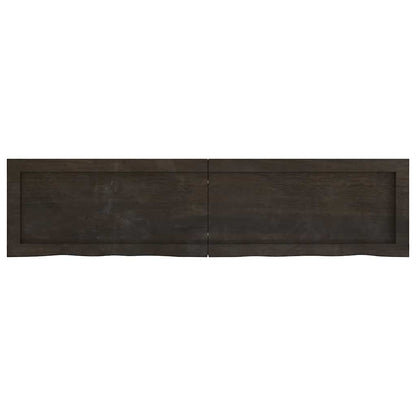 Wandregal Dunkelbraun 120x30x(2-6)cm Massivholz Eiche Behandelt