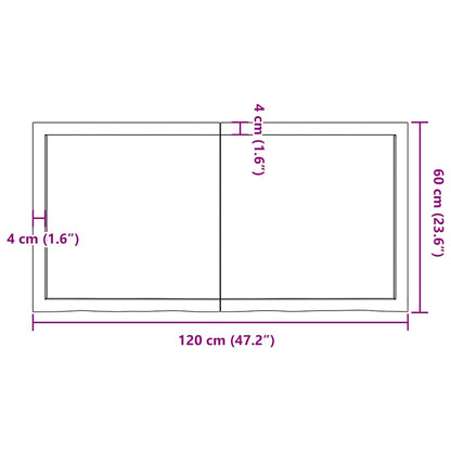 Wandregal Dunkelbraun 120x60x(2-6)cm Massivholz Eiche Behandelt