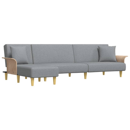 Schlafsofa in L-Form Hellgrau 279x140x70 cm Stoff