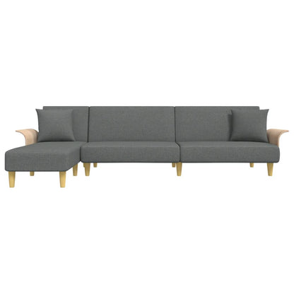 Schlafsofa in L-Form Dunkelgrau 279x140x70 cm Stoff