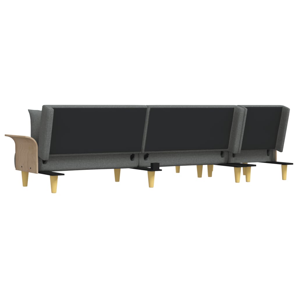Schlafsofa in L-Form Dunkelgrau 279x140x70 cm Stoff