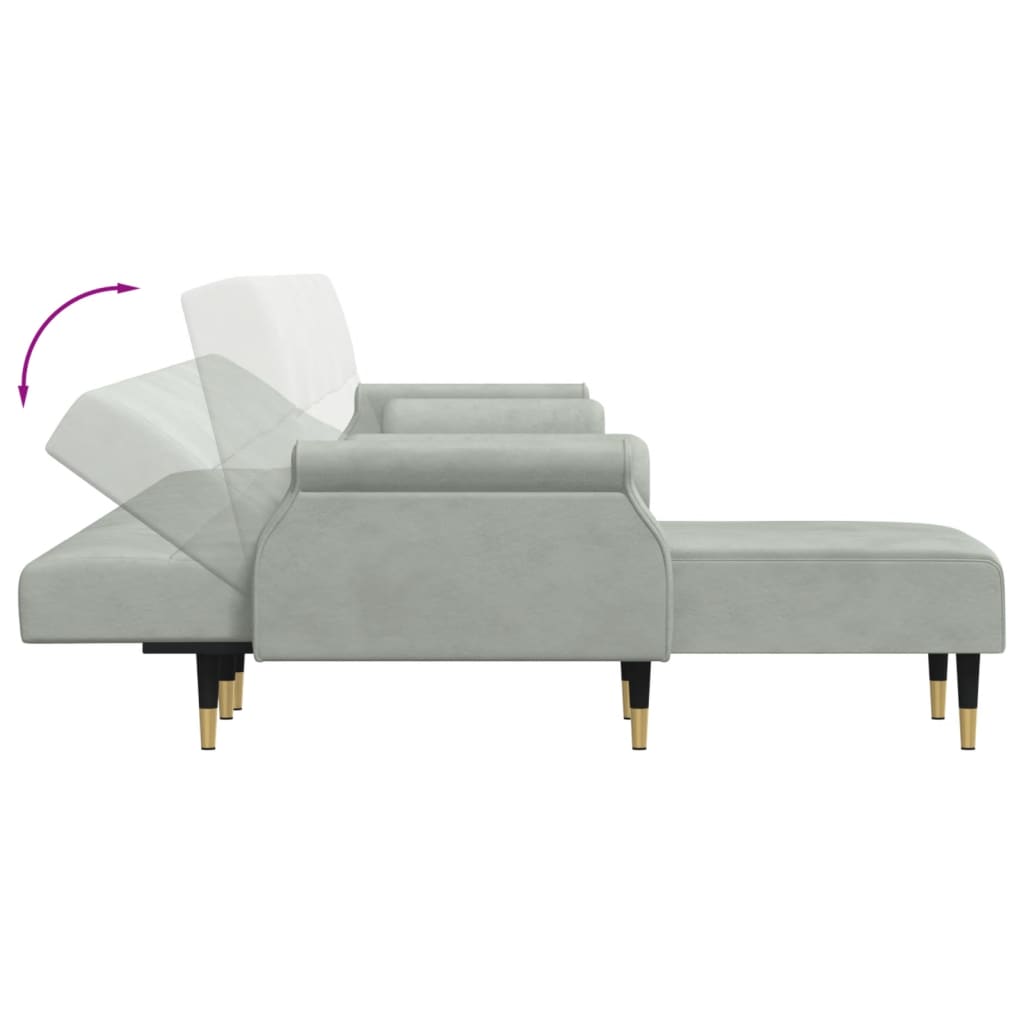 Schlafsofa in L-Form Hellgrau 271x140x70 cm Samt