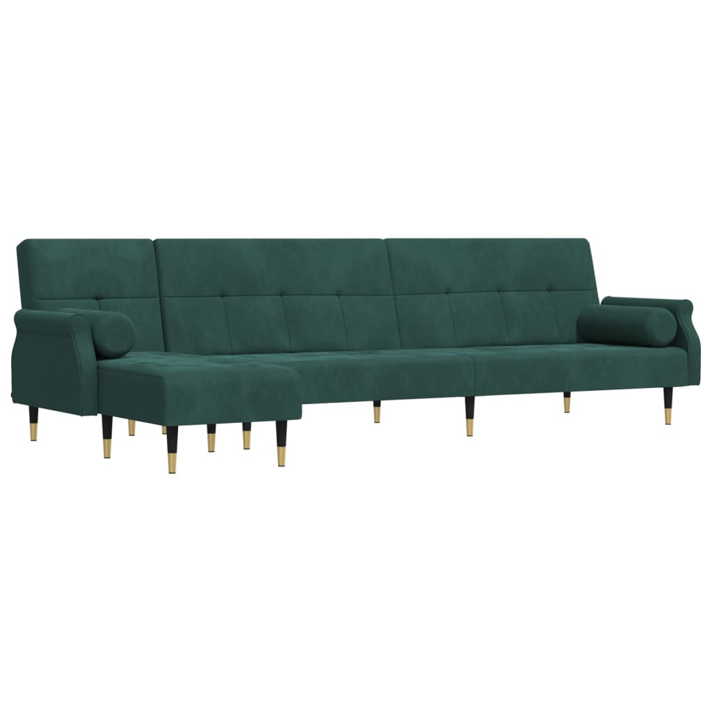 Schlafsofa in L-Form Dunkelgrün 271x140x70 cm Samt