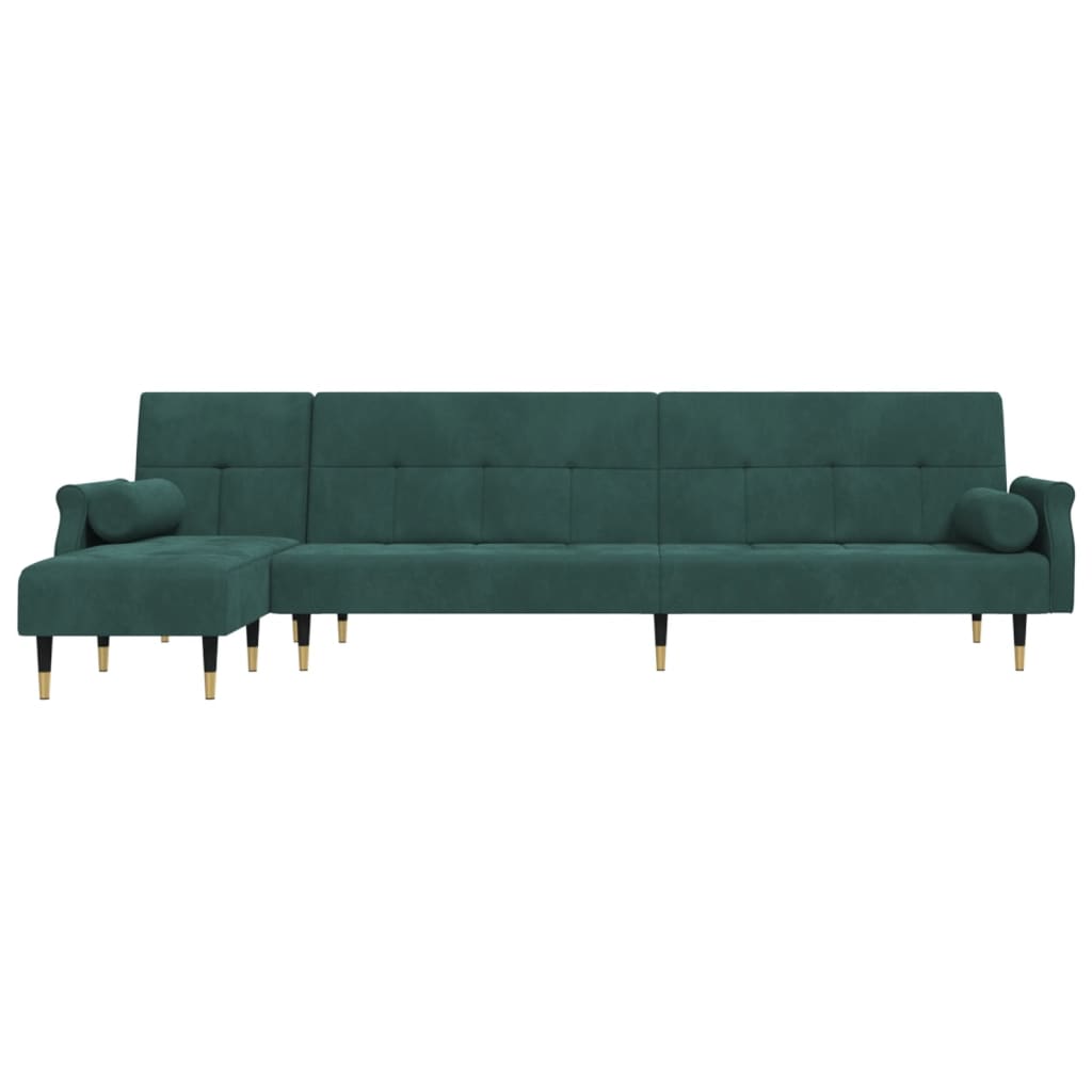 Schlafsofa in L-Form Dunkelgrün 271x140x70 cm Samt