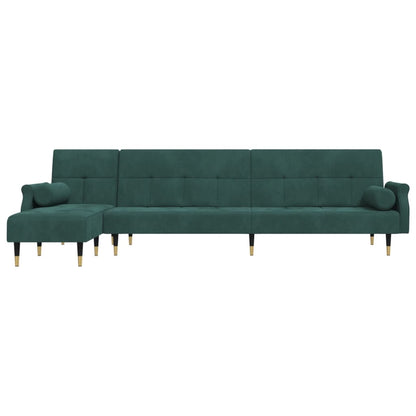 Schlafsofa in L-Form Dunkelgrün 271x140x70 cm Samt