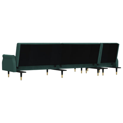 Schlafsofa in L-Form Dunkelgrün 271x140x70 cm Samt