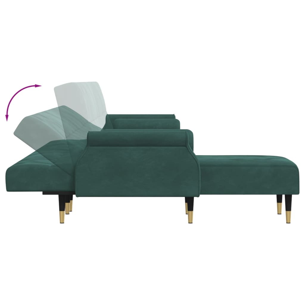 Schlafsofa in L-Form Dunkelgrün 271x140x70 cm Samt