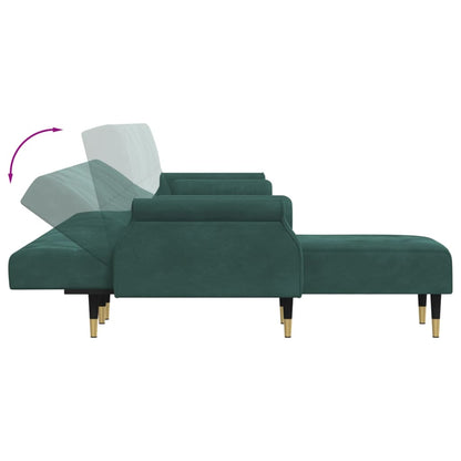 Schlafsofa in L-Form Dunkelgrün 271x140x70 cm Samt