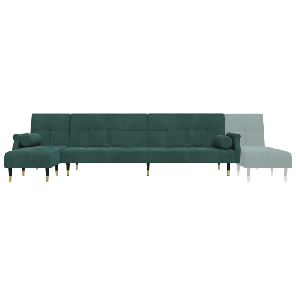 Schlafsofa in L-Form Dunkelgrün 271x140x70 cm Samt