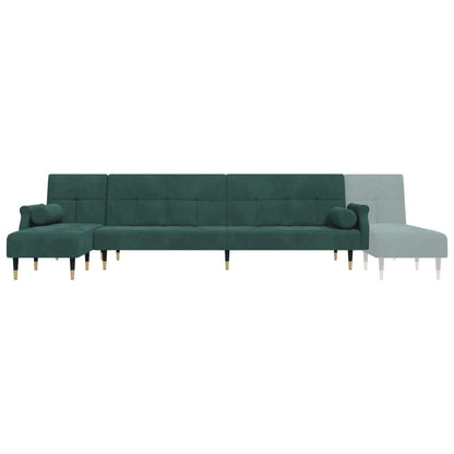 Schlafsofa in L-Form Dunkelgrün 271x140x70 cm Samt