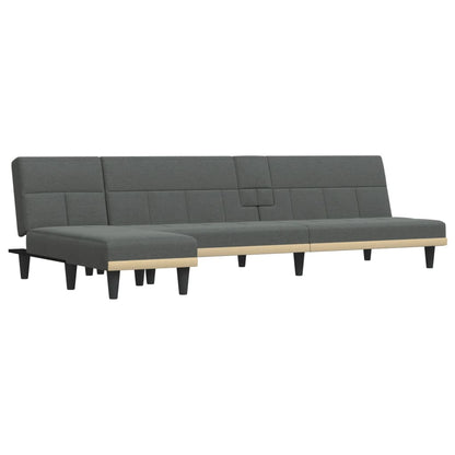 Schlafsofa in L-Form Dunkelgrau 255x140x70 cm Stoff