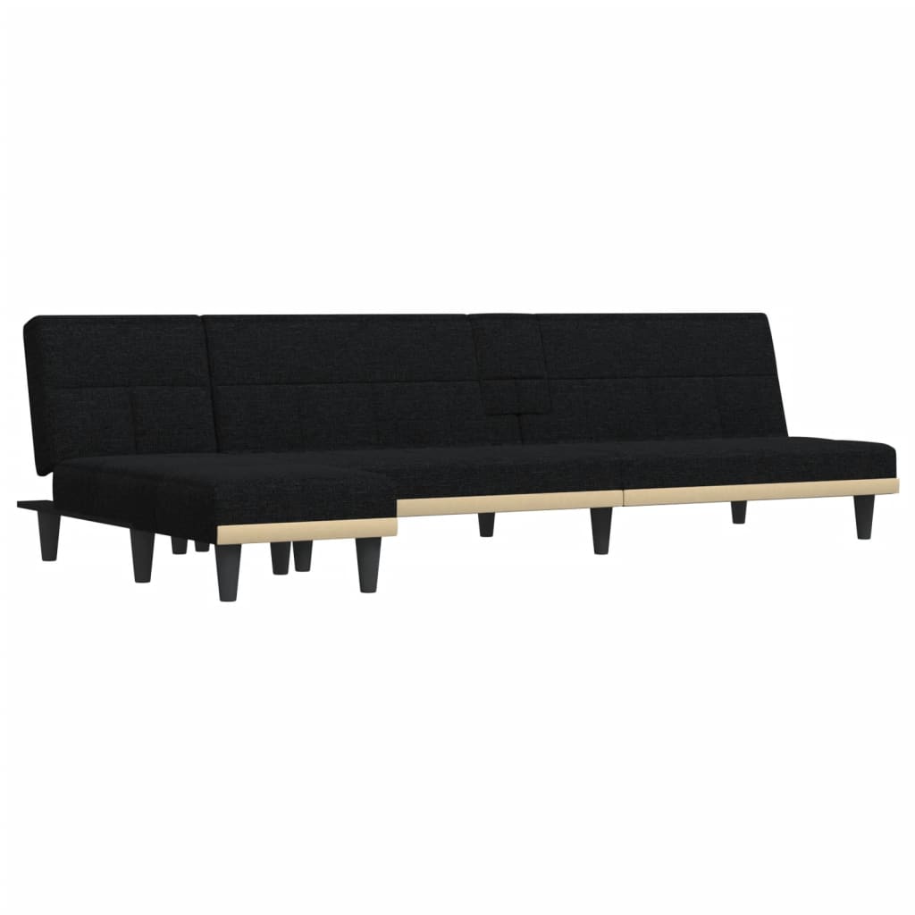 Schlafsofa in L-Form Schwarz 255x140x70 cm Stoff