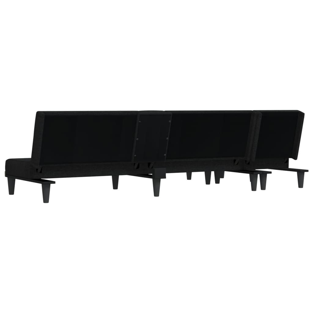 Schlafsofa in L-Form Schwarz 255x140x70 cm Stoff