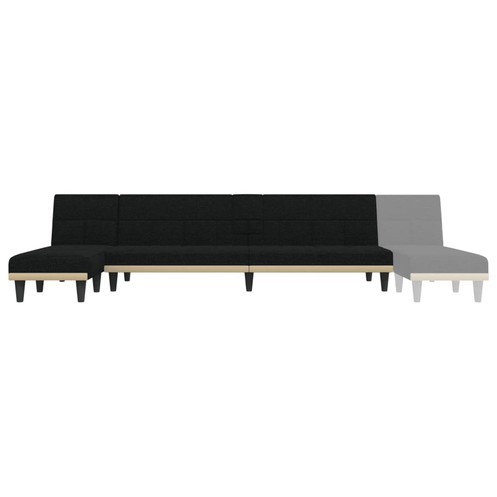 Schlafsofa in L-Form Schwarz 255x140x70 cm Stoff