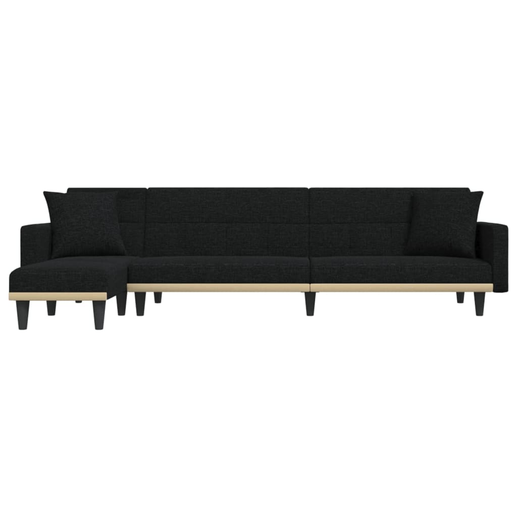 Schlafsofa in L-Form Schwarz 275x140x70 cm Stoff