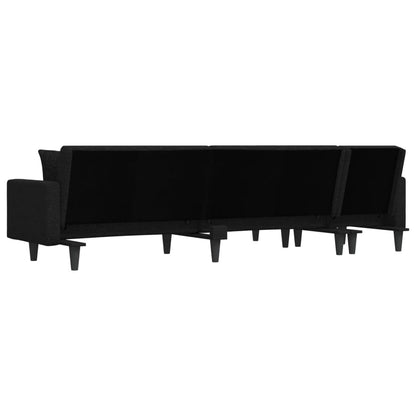 Schlafsofa in L-Form Schwarz 275x140x70 cm Stoff