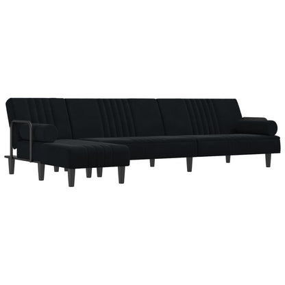 Schlafsofa in L-Form Schwarz 260x140x70 cm Samt