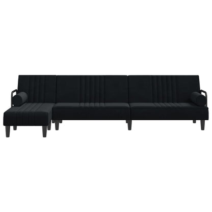 Schlafsofa in L-Form Schwarz 260x140x70 cm Samt