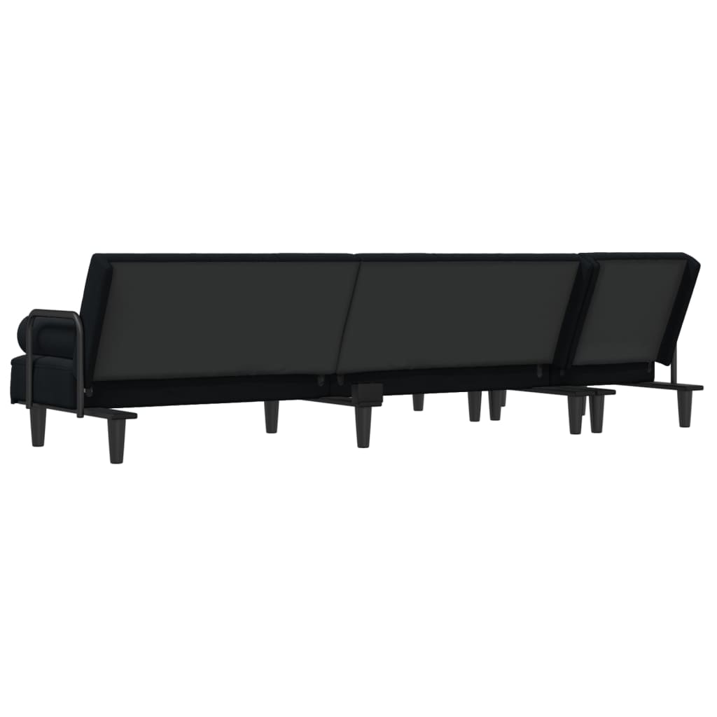 Schlafsofa in L-Form Schwarz 260x140x70 cm Samt