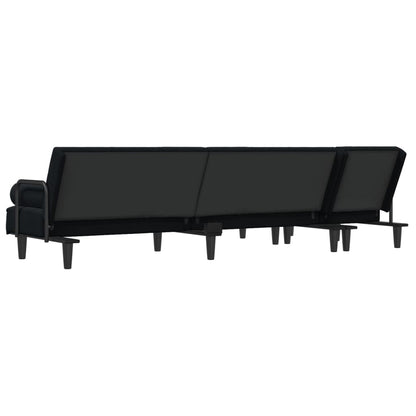 Schlafsofa in L-Form Schwarz 260x140x70 cm Samt