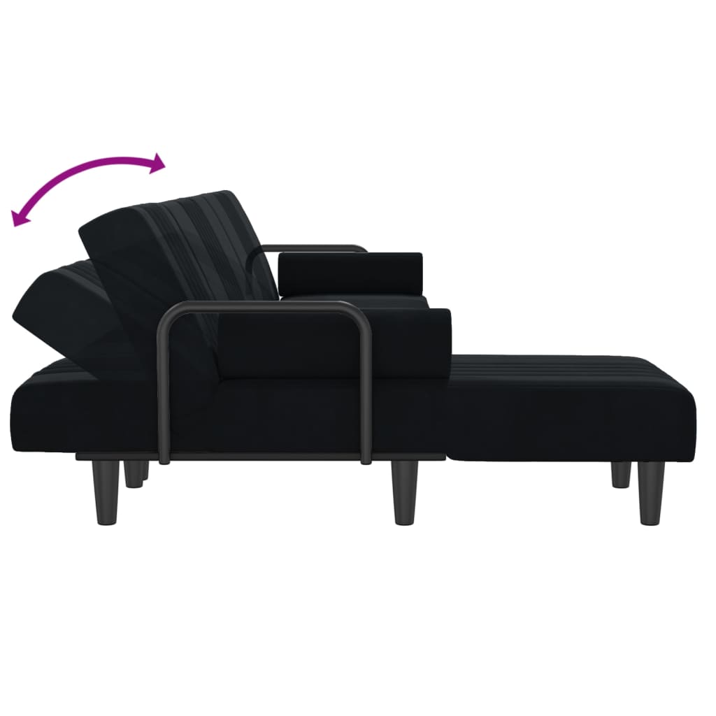 Schlafsofa in L-Form Schwarz 260x140x70 cm Samt