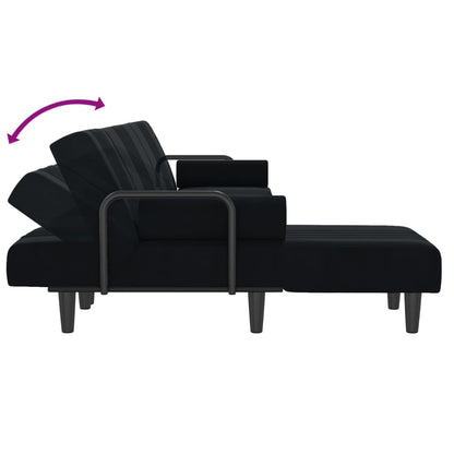 Schlafsofa in L-Form Schwarz 260x140x70 cm Samt