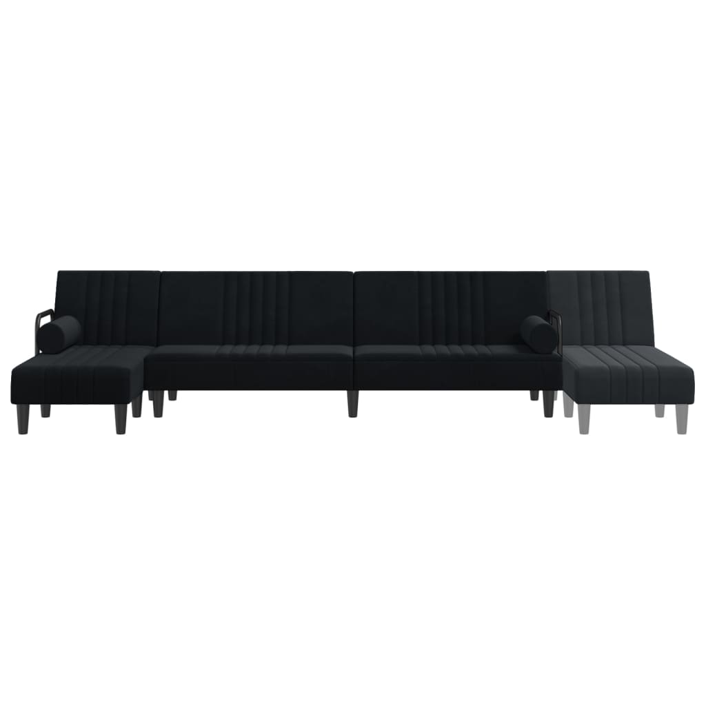 Schlafsofa in L-Form Schwarz 260x140x70 cm Samt