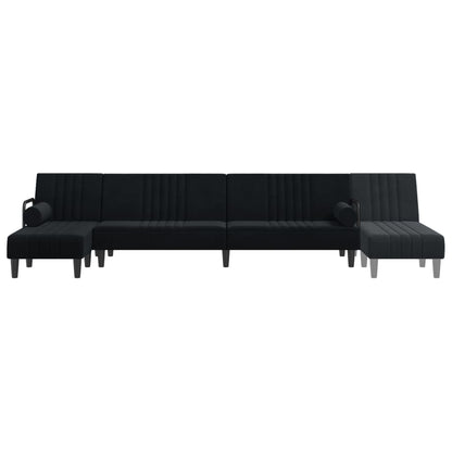 Schlafsofa in L-Form Schwarz 260x140x70 cm Samt