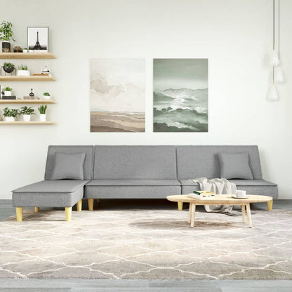 Schlafsofa in L-Form Hellgrau 255x140x70 cm Stoff