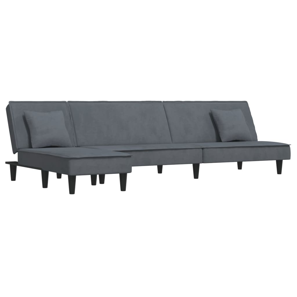 Schlafsofa in L-Form Dunkelgrau 255x140x70 cm Samt