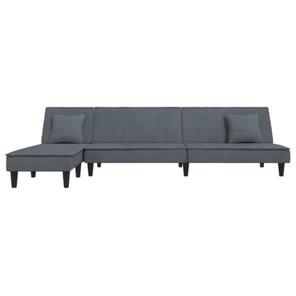 Schlafsofa in L-Form Dunkelgrau 255x140x70 cm Samt