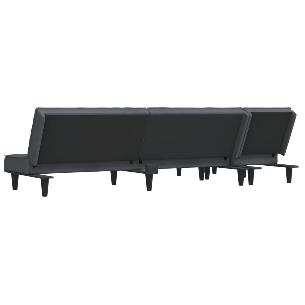 Schlafsofa in L-Form Dunkelgrau 255x140x70 cm Samt