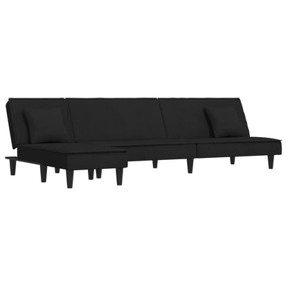Schlafsofa in L-Form Schwarz 255x140x70 cm Samt