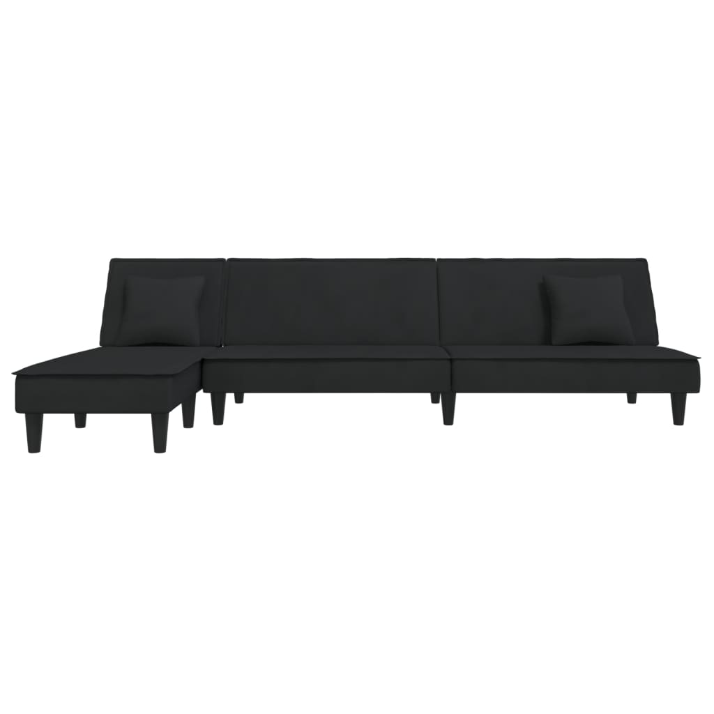 Schlafsofa in L-Form Schwarz 255x140x70 cm Samt