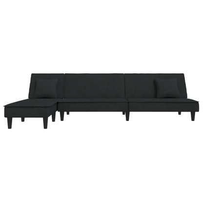 Schlafsofa in L-Form Schwarz 255x140x70 cm Samt