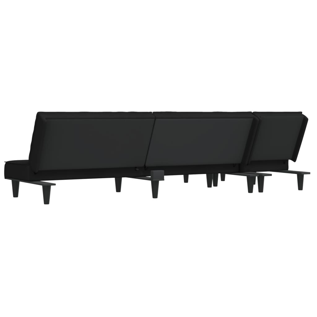 Schlafsofa in L-Form Schwarz 255x140x70 cm Samt