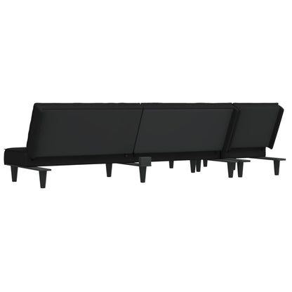 Schlafsofa in L-Form Schwarz 255x140x70 cm Samt