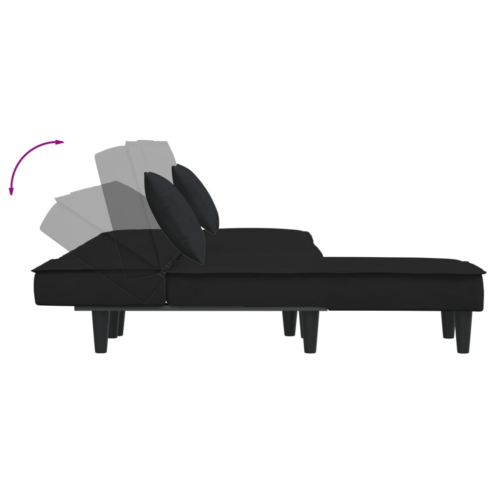 Schlafsofa in L-Form Schwarz 255x140x70 cm Samt